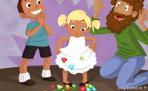 Hansel & Gretel est l'un des 12 contes illustrés et narrés sur l'application pour enfants Badabim