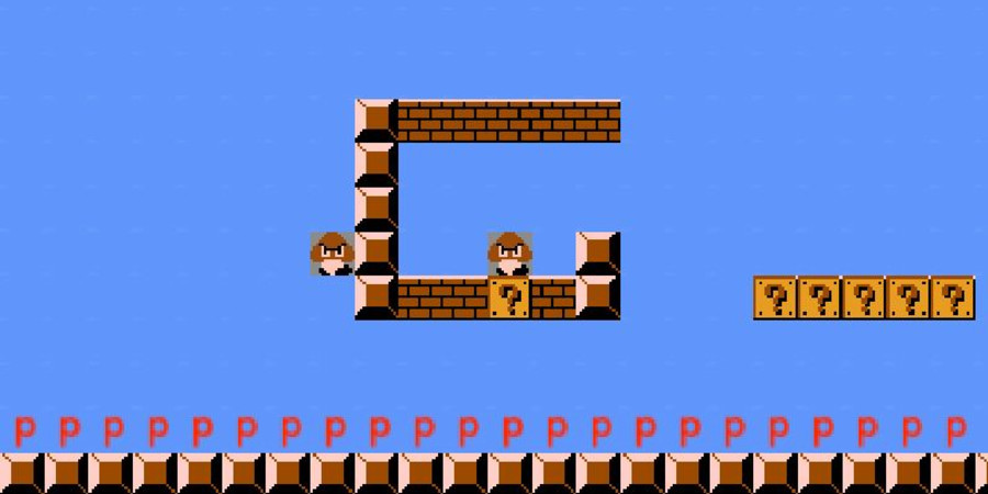 Un niveau du jeu Super Mario Bros créé avec l’outil IA MarioGPT