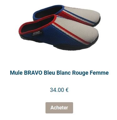 Mules femme bleu blanc rouge