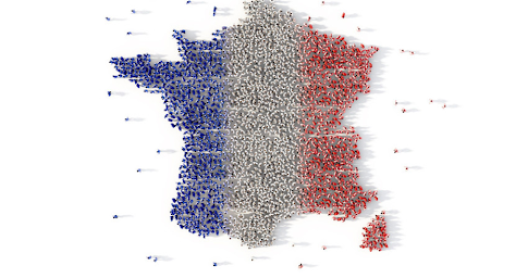 La France coloriée identique à la couleur du drapeau français