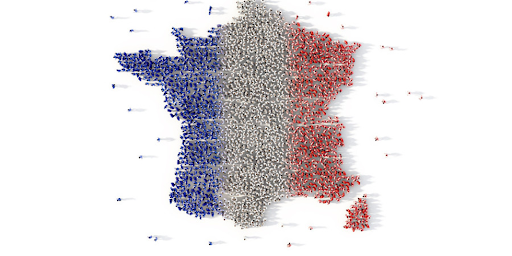 La France coloriée identique à la couleur du drapeau français