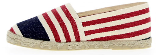 espadrille à rayures bleu blanc rouge 