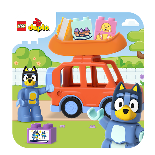 Des personnages de dessin animé Bluey en version LEGO Duplo.