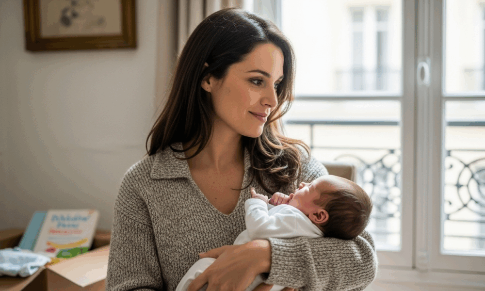 Une mère tenant son enfant dans ses bras