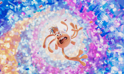 Le personnage de Boop avec une spirale multicolore comme arrière-fond.