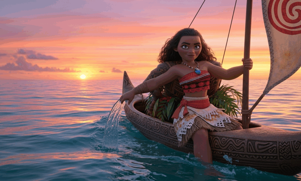 Vaiana sur son canoë