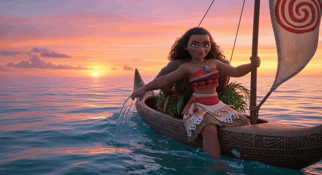 Vaiana sur son canoë