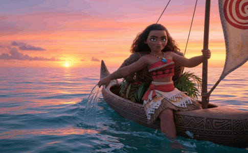 Vaiana sur son canoë