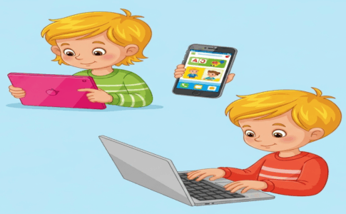 Enfant utilisant une application éducative sur différents appareils