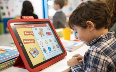 Un enfant utilisant une application multilingue