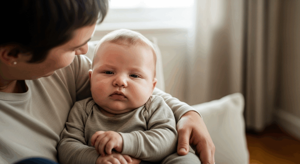 Un nourisson souffrant de rhinopharyngite