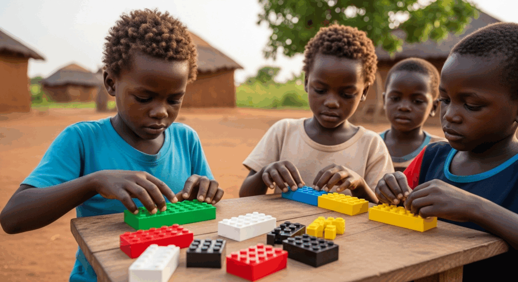 Briques LEGO Braille utilisées par des enfants
