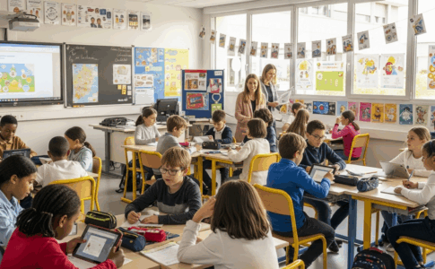 Des élèves en classe