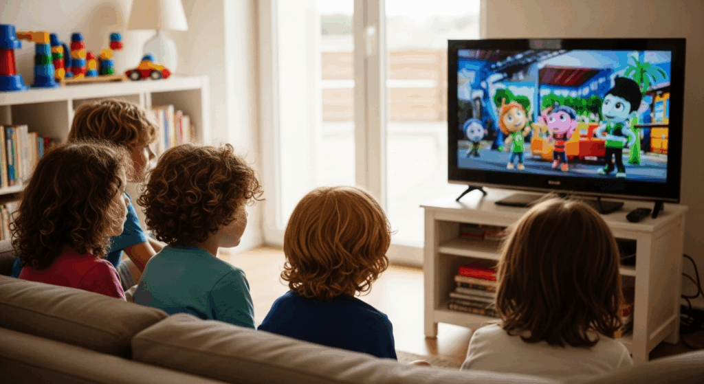 Des enfants qui regardant la télé