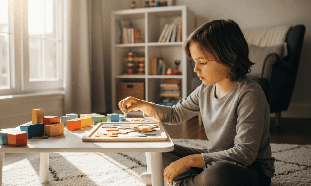 Enfant en train de faire une activité calme