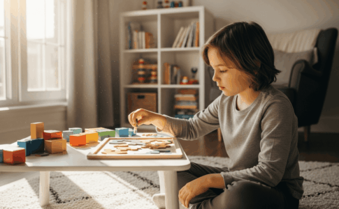Enfant en train de faire une activité calme