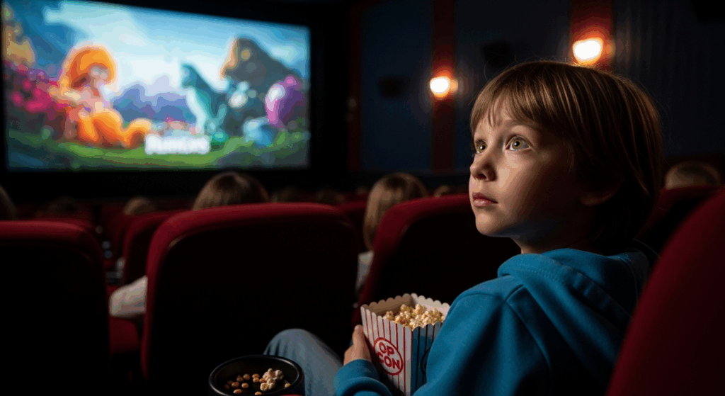 Enfant regardant un film au cinéma