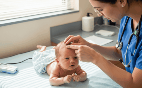 Nouveau-né observé pour jaunisse par un professionnel de santé