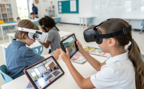 Des enfants apprenant via la réalité augmentée