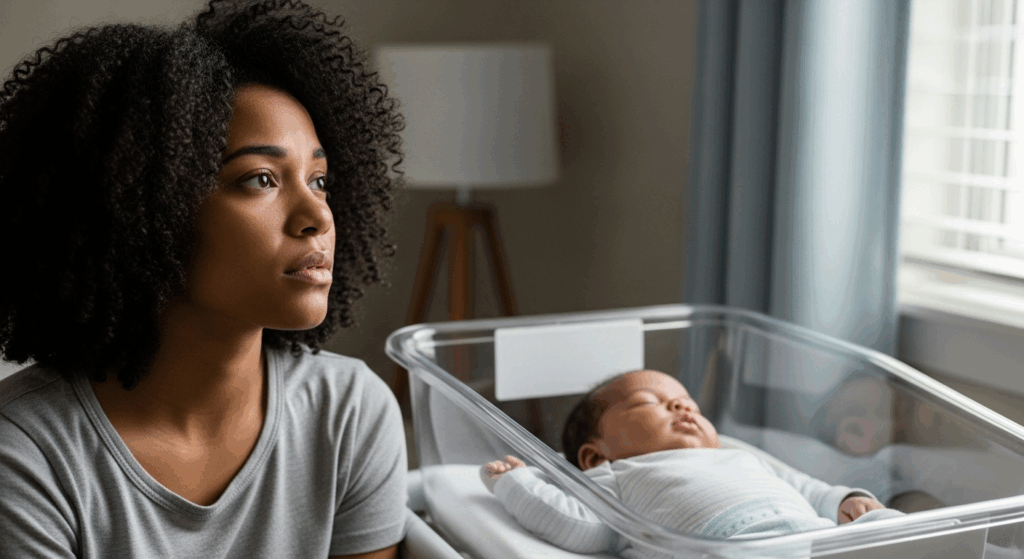 Une jeune maman qui manque de sommeil