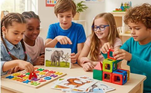 Des enfants et des jeux éducatifs