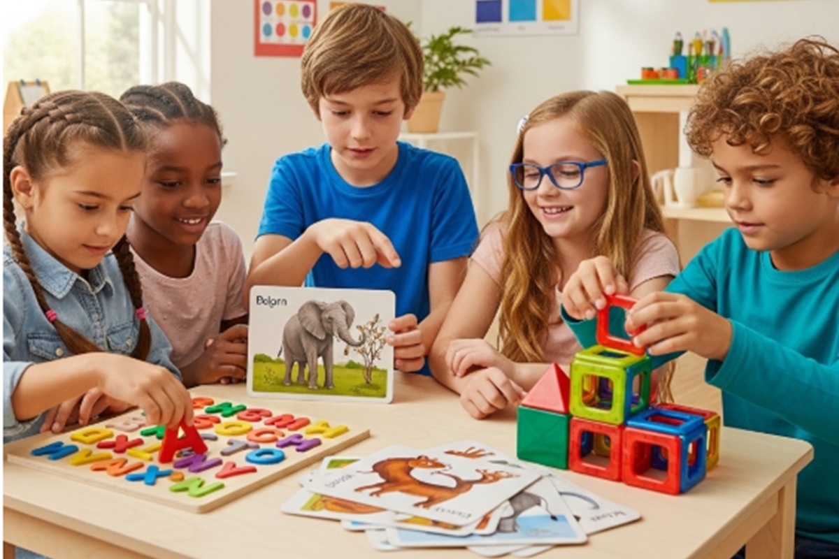 Des enfants et des jeux éducatifs