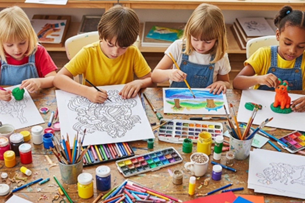 Des enfants faisant des activités de coloriage