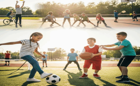 Des enfants pratiquant le sport