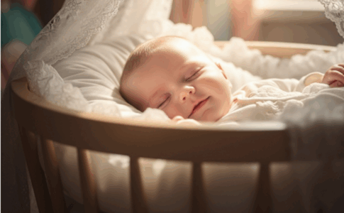 Un bébé endormi dans don berceau
