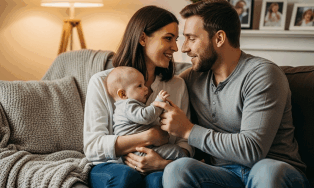 Un couple avec son bébé