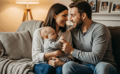 Un couple avec son bébé