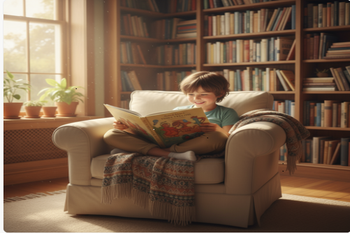 Un enfant avec un livre