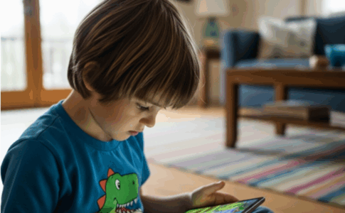 Un enfant avec sa tablette