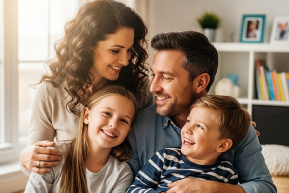 Des parents et des enfants heureux