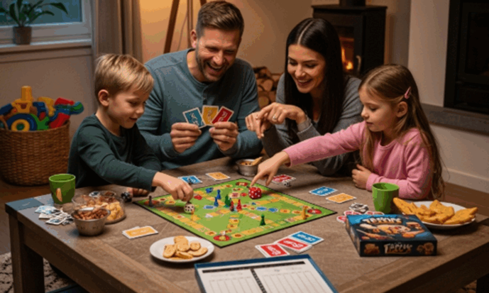Une famille jouant ensemble
