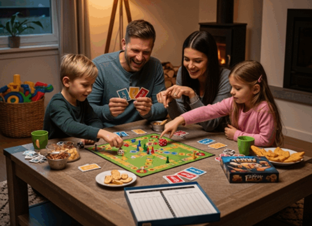 Une famille jouant ensemble