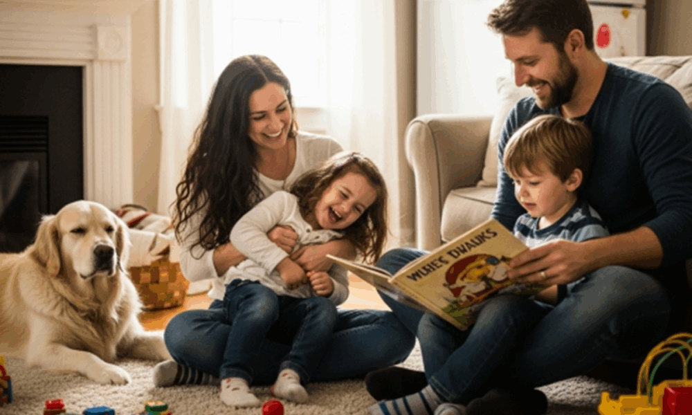 Une famille souriante