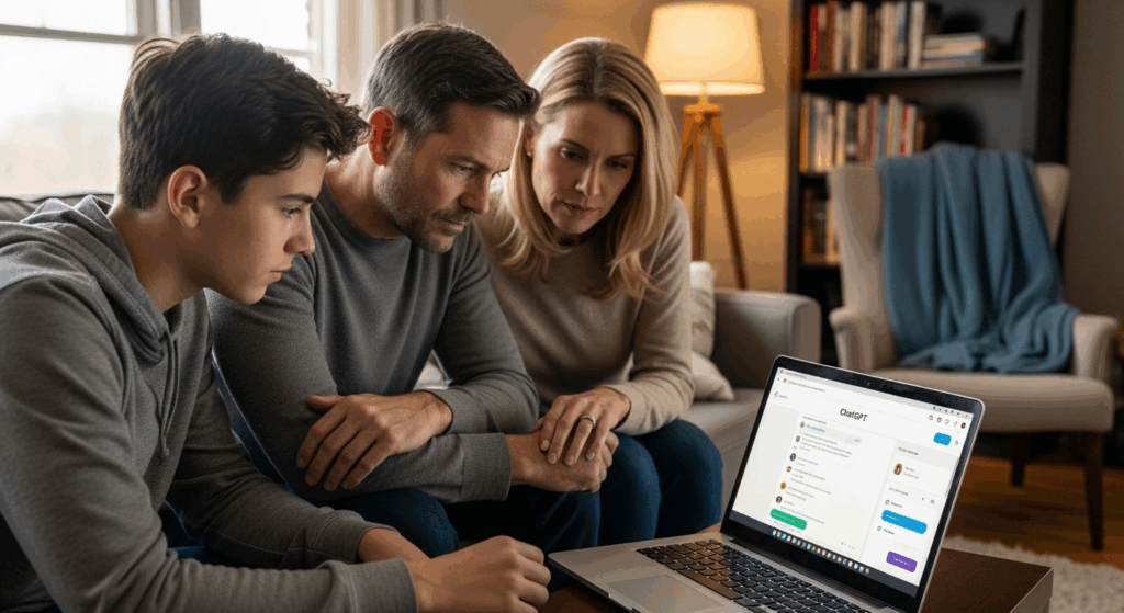 Un adolescent utilisant ChatGPT sous supervision parentale