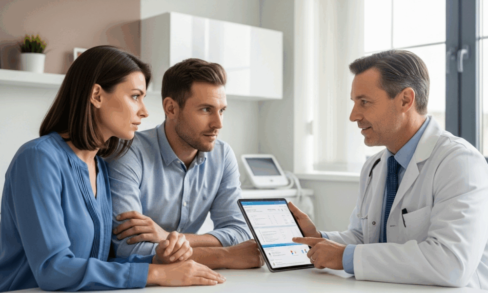 Couple consultant un spécialiste de la fertilité