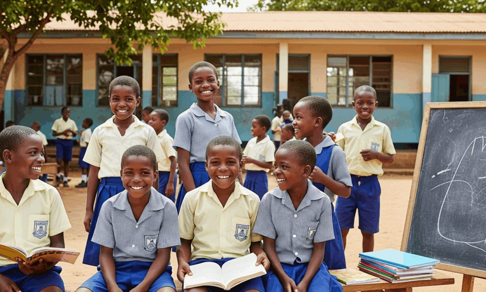 Des enfants africains en uniforme scolaire