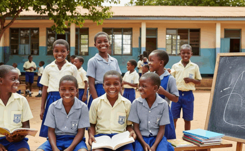 Des enfants africains en uniforme scolaire