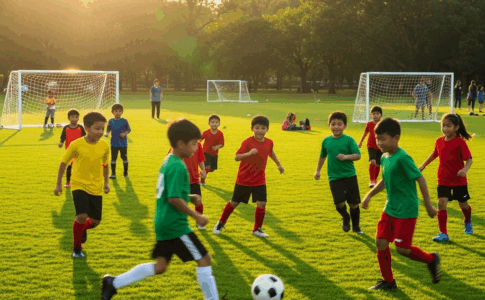 Des enfants qui jouent au football