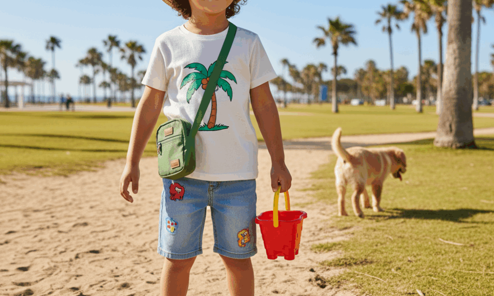 Enfant habillé pour la saison estivale avec tenue adaptée aux sorties