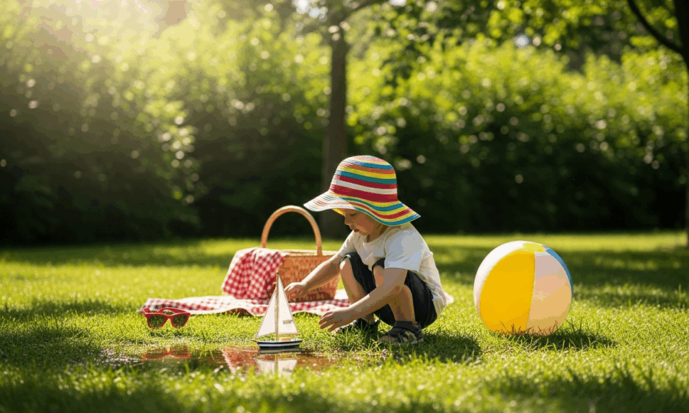 Un enfant portant un chapeau coloré
