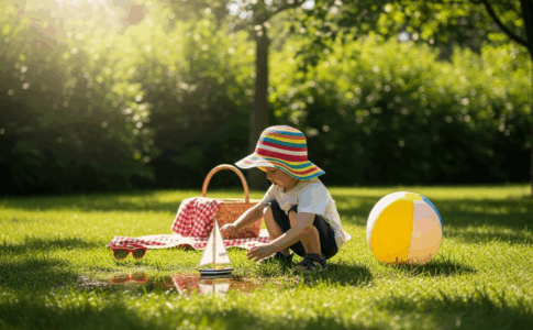 Un enfant portant un chapeau coloré