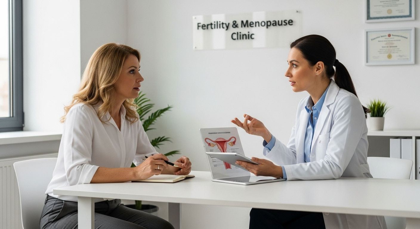Femme consultant un spécialiste sur la ménopause et la fertilité