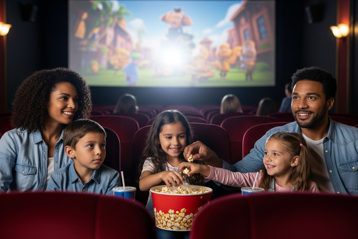 Famille avec enfants au cinéma