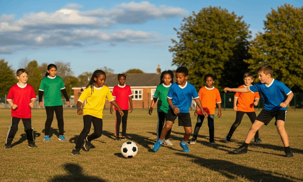 Enfants pratiquant le football
