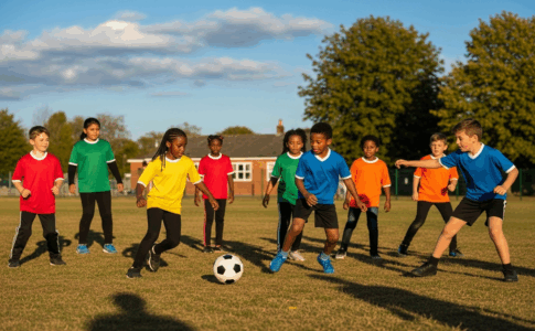 Enfants pratiquant le football