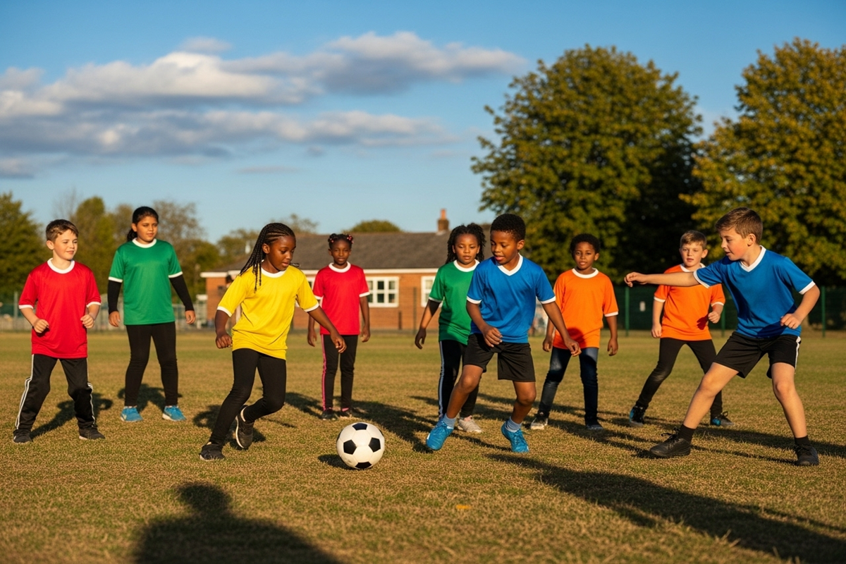 Enfants pratiquant le football